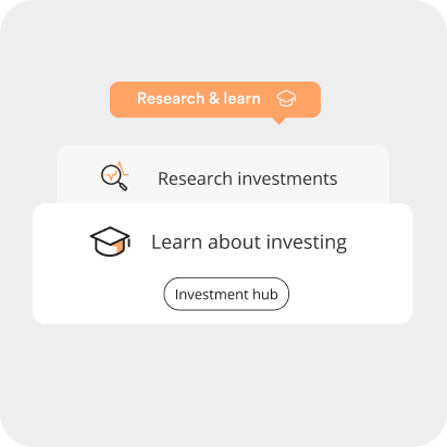 Concept graphic showing investment research and learning tools for self-directed investors.